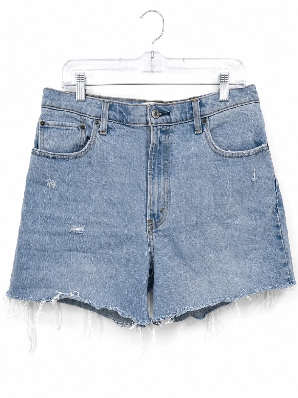Abercrombie & Fitch Ultra High Rise Light Wash Denim Shorts Size 30/10 Cutoff
